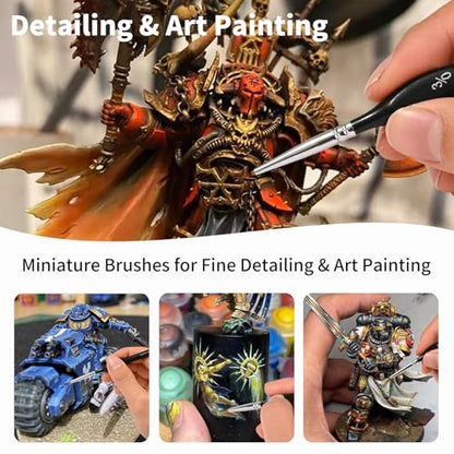 GETHPEN Detail Paint Brushes Set, 15pcs Miniature Paint Brushes | Micro Detail Paint Brush Set, Small Fine Detail Model Brushes, for Acrylics, Watercolors & Paint by Number, Figurine - size: 15 Sizes