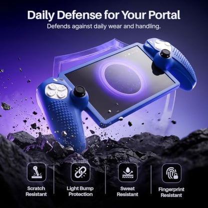 TNP Blue Silicone Case Cover Skin Compatible with PlayStation Portal | Protective soft-grip shell for steadier handheld play; 1 flexible cover only, console and thumb grips not included - color: Blue