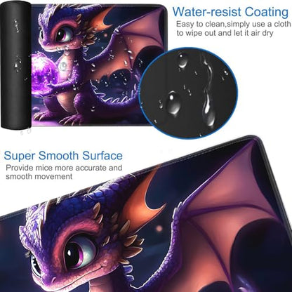 for MTG Game Playmat - 24 x 14 inches with Dices and Storage Bags, Non-Slip Base for TCG and Board Game Card Mats, Trading Card Games Mat, Baby Dragon in Crystal Ball Pattern Collectible Card Playmats - color: Jv-playmat-p7-1-g183