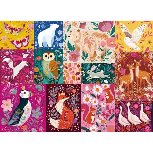 Puzzles for Adults 500 Pieces,Bear Deer Animals Jigsaw Puzzles 500 Pieces | Fox Birds Jigsaw Puzzle Games for Adult Seniors Puzzles 500 Piece for Men Women Family Activity Great Gift 20.5x15 in - color: Animals