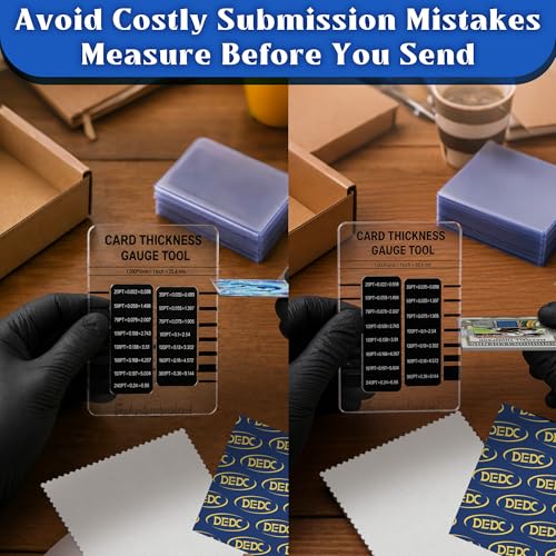 DEDC Card Grading Submission Kit Shipping Mailing Kit for CGC with Paper Tape, Gloves, Gauge Tool 25 Semi Rigid Card Holders 50 Card Sleeves 100 Thick Card Sleeves 1 Wiping Cloth (1-Set- CGC) - size: 1-set- CGC