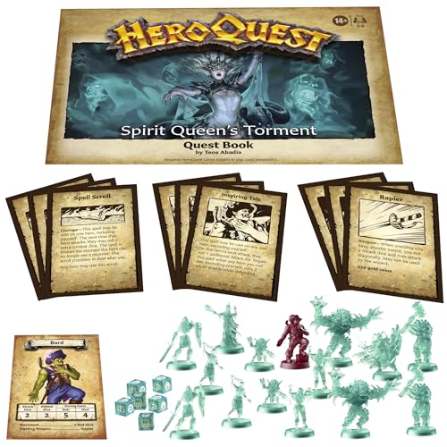Avalon Hill HeroQuest Spirit Queen's Torment Quest Pack, Requires HeroQuest Game System to Play, Dungeon Crawler Games, Ages 14+, 2-5 Players, Strategy Games