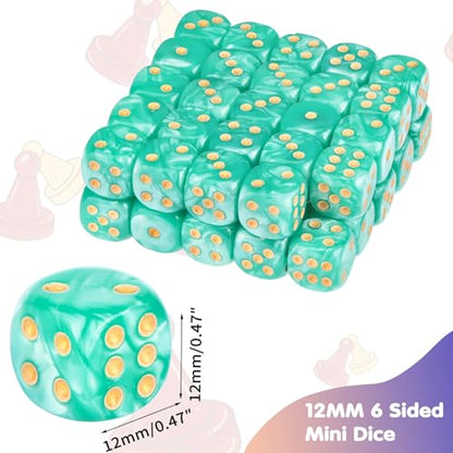 36 Pieces 12mm 6 Sided Mini Dice Set,Pearl Pattern D6 Game Dice Set,6 Sided Standard Game Dice for Board Games Dice Games Classroom Teaching Dices Game, with Portable Gaming Box(Cyan) - color: D6-cyan Pearl