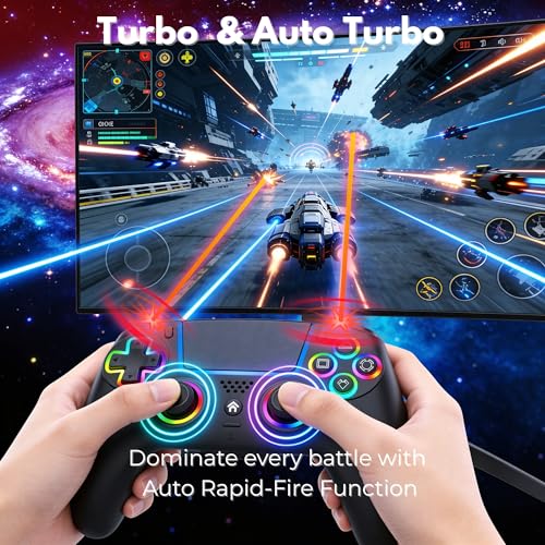 NEVORK Wireless Controller for PS5 Console and PC, Hall Effect Joysticks and Hall Triggers, RGB LED Gaming Controller 7 Colors, Programmable Back Buttons M1 M2, Turbo Rapid Fire, Dual Vibration, 6 Axis Motion, 3.5mm Audio Jack, Black