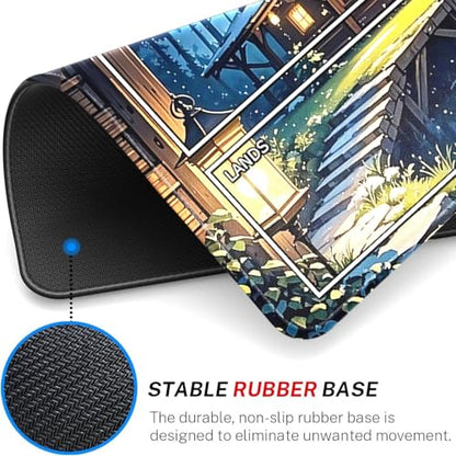 MTG Playmat- Stitched Edges Forest TCG Playmat-Non-Slip Landscape Play Mat Smooth Surface Rubber Base Board Game Mousepad 24x14 inches for Trading Card Game Playing with Storage Bags - color: Snow House Stitched Edges Mats With Zones