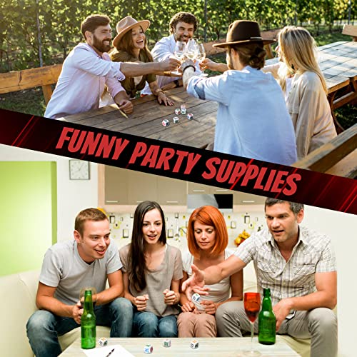 6 Pcs Drinking Dice Game for Adults, Bachelorette Birthday Halloween Party | Game Drunk Frenzy, Bar Night Accessory, White Dice Set, Fun Dare Roller for Family Friends Gathering