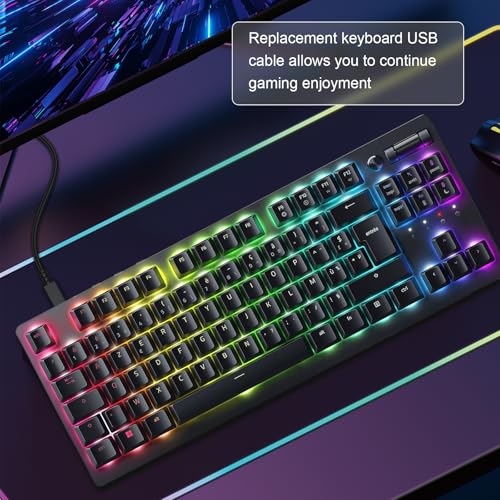 USB C Data Charging Cable Cord Compatible with Razer Wolverine V2 Pro Chroma/BlackWidow V3 Pro/Deathstalker V2 Pro, Ducky One 2 Mini/One 2 Pro Mini Mechanical Keyboard