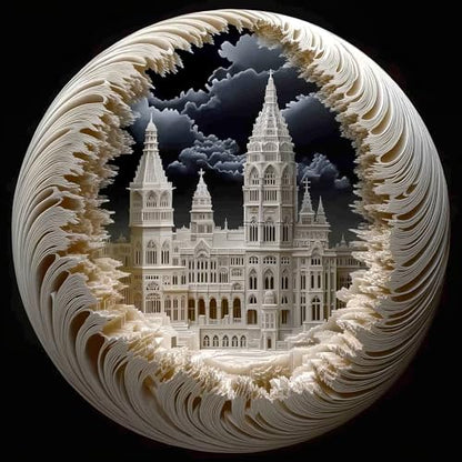 500 Piece Jigsaw Puzzle for Adults, 3D Visual Intricate Cathedral Architecture Design, 500 Pieces Round Puzzle for Adults, Unique Impossible Difficult Hard Challenging Jigsaw Puzzles - color: Circular Cathedral