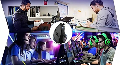 TKMARS Wired Ergonomic Mouse with Joystick, Vertical Gamer Mouse 11 Programmable Buttons 10000 DPI Adjustable Gaming Mouse for PC Mac USB Computer Black