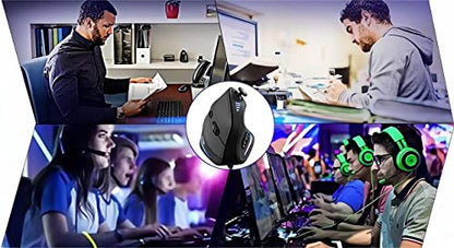 TKMARS Wired Ergonomic Mouse with Joystick, Vertical Gamer Mouse 11 Programmable Buttons 10000 DPI Adjustable Gaming Mouse for PC Mac USB Computer Black