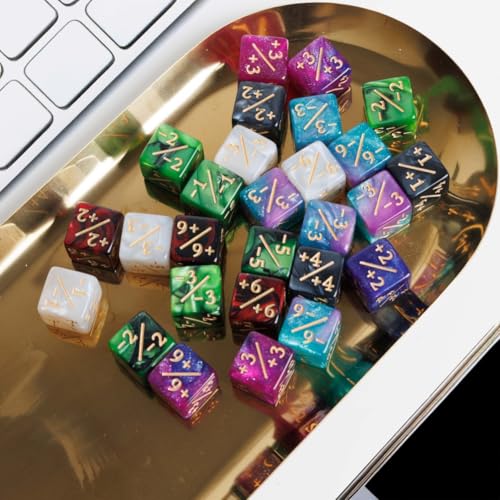 82 Pack Magic The Gathering Counter Dice Set 72 Pcs D6 MTG Dice Life Counters Tokens for Magic Card Game Accessories with 3 Pcs Rolling Dice 7 Pcs Drawstring Bags - color: 6 Colors