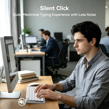 AUSDOM Wireless Mechanical Silent Office Keyboard, Low-Profile Linear Switches, Tri-Mode BT/2.4G/USB-C Computer Keyboard with Number Pad, Hot Swappable Illuminated Performance Keyboard