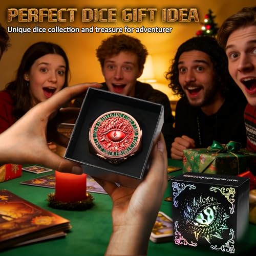 ZHOORQI 8-in-1 DND Dice Set – Metal Spinner Dice with Dual D20, 3D Monster Engravings & Smooth Spinning – Perfect for TTRPG, D and D Dungeons and Dragons Gifts(Copper Red) - color: Copper Red