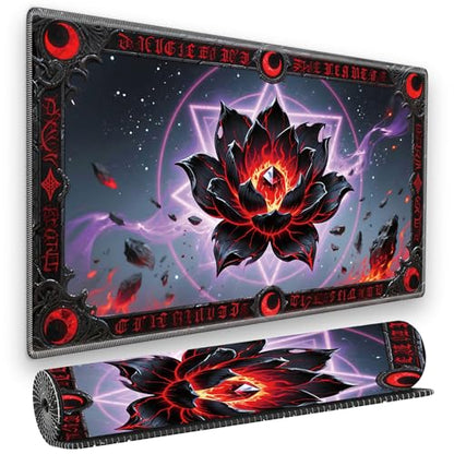 for MTG Playmat, for TCG Play Mat, 24 x 14 inches, Magic Game Card Mat Commander Playmat,Trading Card Inked Game Mat,Battle Game Rubber Non-Slip Mat - Lotus - color: Lotus