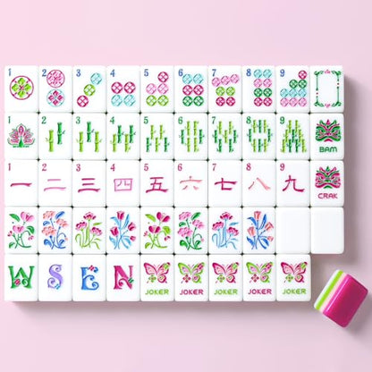 American Mahjong Tile Set, 160 Rose Pink 4-Layer Mahjong Game Set with 4 Dice with Pouch, Gift-Ready Storage Box, Mahjong Tile Set American, Mahjong Set American, Mahjong Tiles, Mah Jong - color: Rose Red
