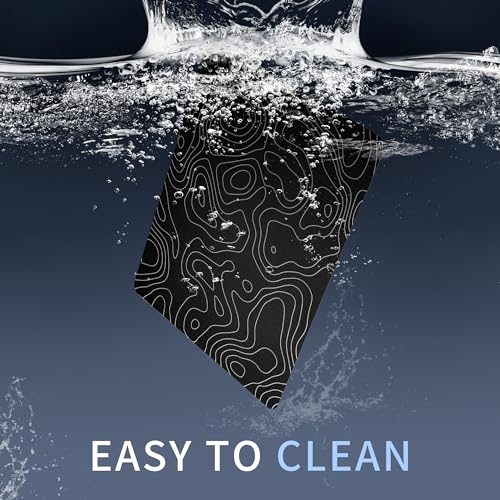 Hard Gaming Black Glass Mouse Pad with White Topographic Design, Large 410mm*310mm Mouse Mat, Unique Professional Glass Surface for Enhanced Precision and Speed - color: Black(Topographic)