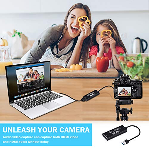Capture Card,1080p Capture USB 3.0 Adapter,HDMI Video Capture Device, HD 4K Audio Video Capture Card for Gaming, Teaching, Streaming, Compatible with Windows 7 8 10 Linux YouTube OBS Twitch
