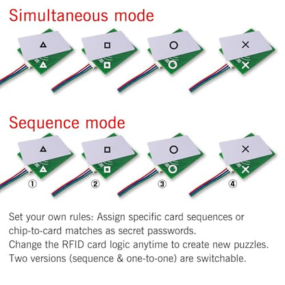 RFID Sensor Prop Escape Room Puzzle Card Reader Programmable Controller Sequence & One-to-One Version (1 RFID no audio)
