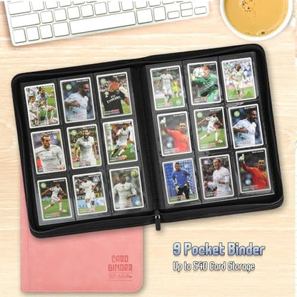 Trading Card Binder, Premium 9 Pocket Double Sided 540 Pocket PU Card Collection Binder, Collectible Trading Card Albums for MTG, TCG, Sport Card, Game Cards (Pink) - color: Pink