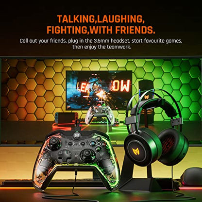 BIGBIG WON Wired Controller, Rainbow Lite PC Controllers for Gaming RGB Light, Custom Buttons, Macro, Turbo, Dual Shock Controller for Switch/Win10&11 PC Game Controller - size: Rainbow Lite