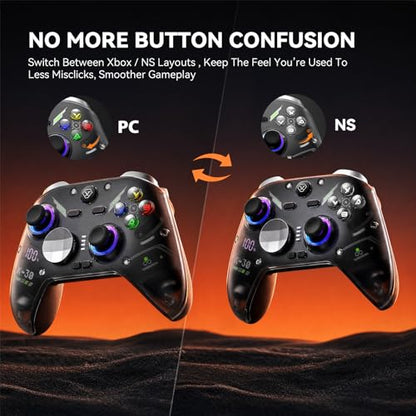 Aolion gaming K30 TMR Wireless Gaming Controller for Switch, PC, iOS & Android, TMR Joysticks (No Drift), Hall Effect Triggers, Switchable ABXY Buttons, Back Buttons & RGB Lighting - color: Black