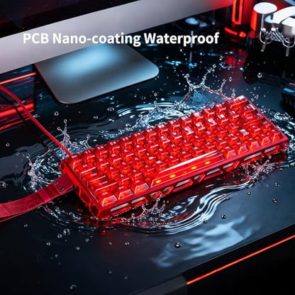 IROK MG63 64 Keys Wired Magnetic Switch Keyboard, 512KHZ All Keys Scan Rate, PCB Nano-Coating Waterproof, ARGB Light and Shadow Coexist 8KHZ/CNC Carved Aluminum Gaming Keyboard (Red) - color: Red