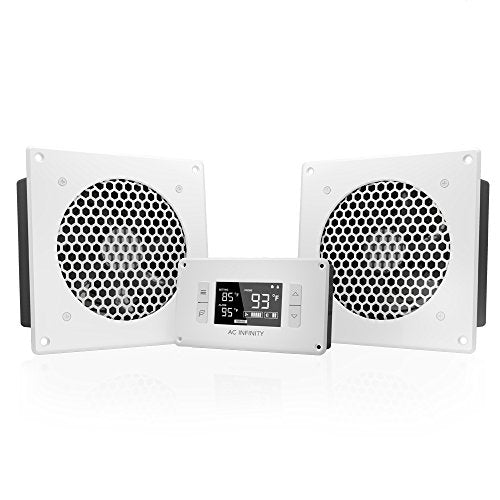 AC Infinity AIRPLATE T8 White, Quiet Cooling Dual-Fan System 6" with Thermostat Control, for Home Theater AV Cabinets - size: 6-Inch - White Dual