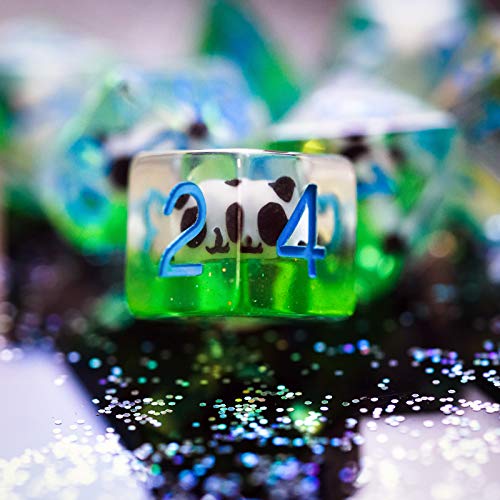 Cusdie 7-Die DND Dice, Polyhedral Dice Set Filled with Animal, Animal Dice Set for Role Playing Game D&D Dice (Panda) - color: Panda