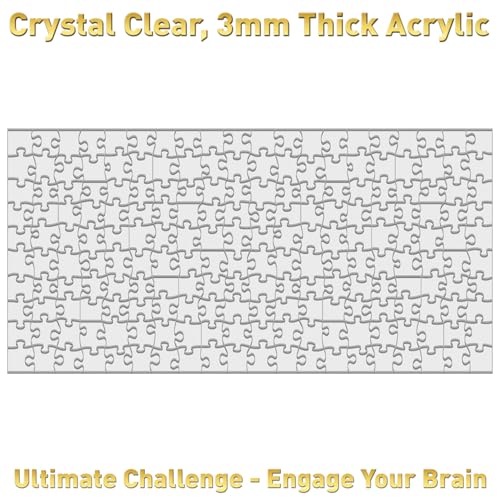 Funwares ImPuzzable Clear Acrylic Puzzle, 200 Pieces, Impossible Jigsaw | False Edges & Corners, Double-Sided Crystal-Clear Pieces, Insanely Hard Brain Teaser, Gag Gift & White Elephant Champ - size: 200 Pieces