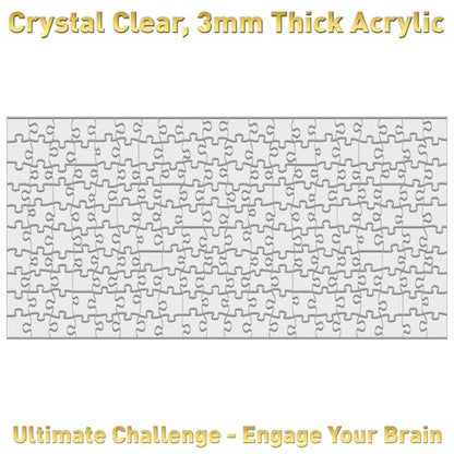 Funwares ImPuzzable Clear Acrylic Puzzle, 200 Pieces, Impossible Jigsaw | False Edges & Corners, Double-Sided Crystal-Clear Pieces, Insanely Hard Brain Teaser, Gag Gift & White Elephant Champ - size: 200 Pieces