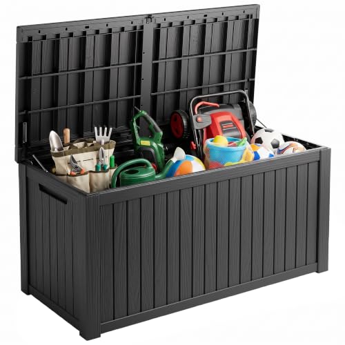 Outdoor Storage Box, 200 Gallon Waterproof Deck Box [Upgraded 3.0], Premium Hydraulic Cushion Storage Chest, High-Load Lockable Two-Seater Patio Storage Bench, Large Country Estate, Black - color: Black, size: 200 Gallon 3.0