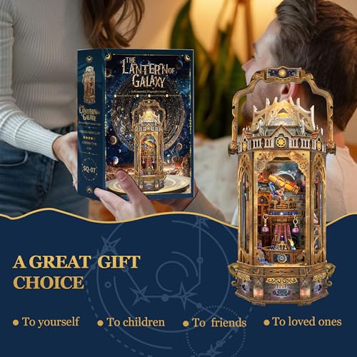 3D Wooden Puzzles for Adults 3D Puzzles Model kit Stress-Relief Toy with Mechanical Rotation Bookshelf Ideal Gift for Adults and Teens- The Lantern of Gaiaxy - color: The Lantern of Gaiaxy