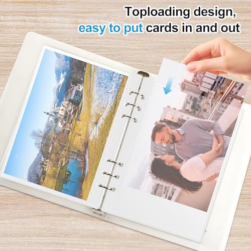 50 Pack 5x8 Clear Binder Sheets Sleeves - 6 Ring A5 Binder Inserts - Plastic Pockets for Index Cards,Photocards,Postcards,Pictures, Stickers,and Cash Organizer - 6 Hole Refill Pages Sheet Protector. - size: 5" x 8"