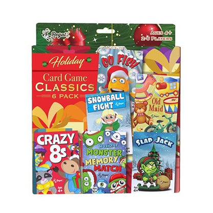 Regal Games Card Games for Kids - Go Fish, Crazy 8's, Old Maid, Slap Jack, Monster Memory Match, Snowball Fight - Holiday-Themed, Simple & Fun Classic Family Table Games - Games May Vary (6 Set) - color: Holiday 6 Pack