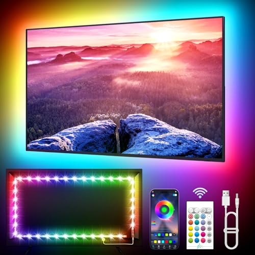 KANTUTOE LED Lights for TV, 23ft Backlights for 75-100in TV, RGB Backlight with Music Sync Bluetooth APP and Remote Control, USB Powered LED Strip for Bedroom Home Decor - size: 23ft for 75"-100" TV