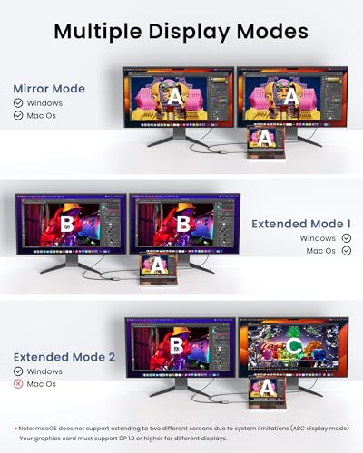 4K 60Hz DisplayPort to Dual HDMI Adapter, MST Splitter for Dual Monitor Extender, Supports Extended & Mirror Mode, Plug and Play, USB Power Cable Included