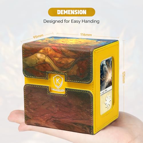 Katomula Card Deck Box for MTG Commander, Trading Cards Case Holds 100 Double-Sleeved Cards with Commander Display and Dice Tray-Plains - style: Plains