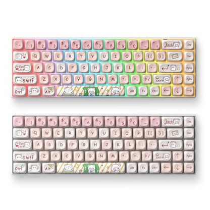 Keycaps 60 Percent PBT for Mechanical Keyboard-139 Key Keycaps, Dye-Sublimation Cute MOA Profile Custom Keycap for 61 68 87108 Mechanical Keyboard(Pink) - color: Pink Bear MOA