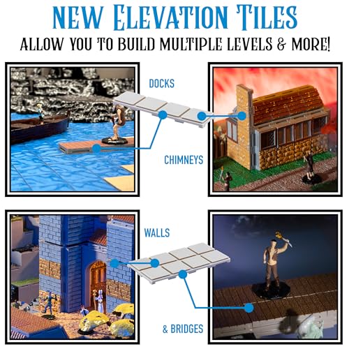 Monster Adventure Terrain - NEW! Village Builder Set (158pc) - 3D Interchangeable Dungeon System w 23 New Tiles - Build Modular Worlds in a Snap & Elevate Your Campaign - Compatible with DND - color: Village Builder Set