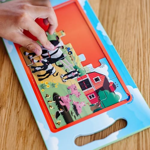 Melissa & Doug Take-Along Magnetic Jigsaw Puzzle Set – On the Farm (2 x 15 Piece) Travel Activity Toy for Preschoolers and Kids Ages 3+ - FSC Certified (Pack of 12) - size: 8.5 x 7.25 x 0.3 inches (Pack of 12), style: Farm