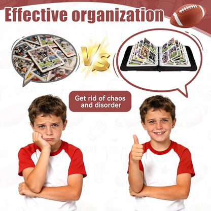 440 Pockets Football Card Binder 4 Pocket, Sports Card Binder with 55 Removable Sleeves, Football Card Holder Trading Card Binder with Football Pattern Wristband Fit for MTG, TCG, Game Gifts For Boys