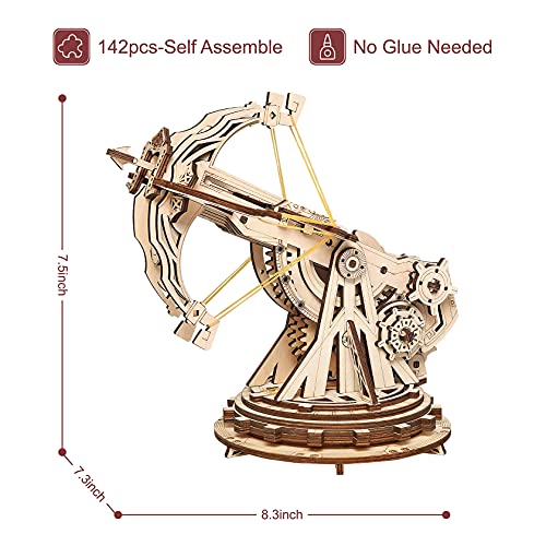 ROKR 3D Wooden Puzzles for Adults, DIY Wooden Ballista Launcher Toys Building Model Kits STEM Projects Toys for Adult