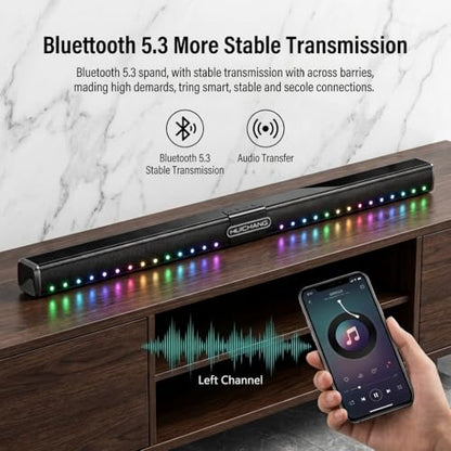 HUICHANG 360° Surround Soundbar 150W Peak BT 9D Audio Home TV PC | 8-unit 360°surround,150W peak,9D virtual audio,dual passive radiators,AUX/Coaxial/USB in,portable theater.