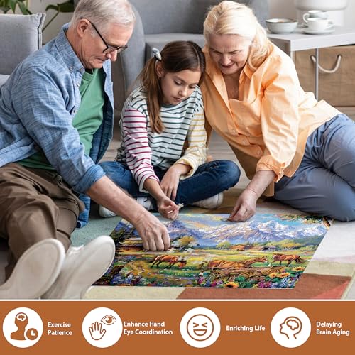 500 Piece Jigsaw Puzzle for Adults - Flowers, Mountain, Horse Themes - Funny Challenging Gift for Family Friends, 21 x 15 in - style: Horse Puzzles