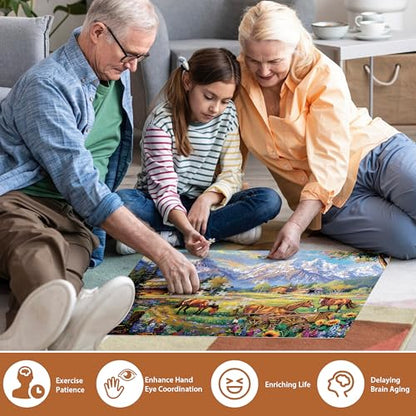 500 Piece Jigsaw Puzzle for Adults - Flowers, Mountain, Horse Themes - Funny Challenging Gift for Family Friends, 21 x 15 in - style: Horse Puzzles