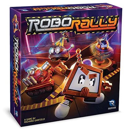 Renegade Game Studios Robo Rally Board Game Strategy Programming with 6 | Racing Tactics for 2-6 Players, 80+ Course Combos, Pre-Painted Robot Figures, Factory Battle Maze, for Ages 12 and up