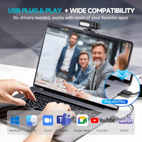 G53 4K Webcam with Noise-Canceling Microphone for PC Laptop | 120° Wide-Angle & Autofocus Video Streaming Computer Camera, Remote Control，works with Zoom/Teams/Switch 2/Mac