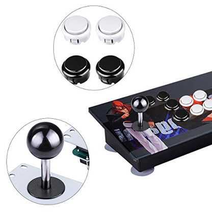 2-Player Arcade Buttons and Joystick Kit for Home Arcade DIY Controller on Windows and Raspberry Pi ,x 5 Pin Joysticks,Black and White Each with 10 Buttons