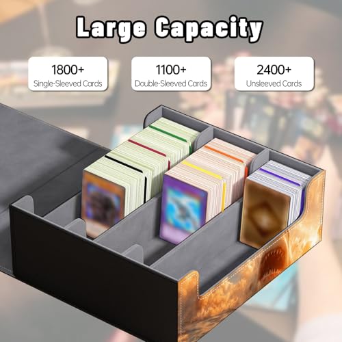DEGDFSGR Card Game Storage Box for TCG MTG Commander Deck Box MTG Card Box Organizer Trading Card Case Magnetic Closure Creative Pattern Up to 2400 Cards, Cat Shark Ocean Sunset - color: Cat Shark Ocean Sunset