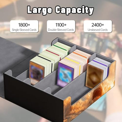 DEGDFSGR Card Game Storage Box for TCG MTG Commander Deck Box MTG Card Box Organizer Trading Card Case Magnetic Closure Creative Pattern Up to 2400 Cards, Cat Shark Ocean Sunset - color: Cat Shark Ocean Sunset